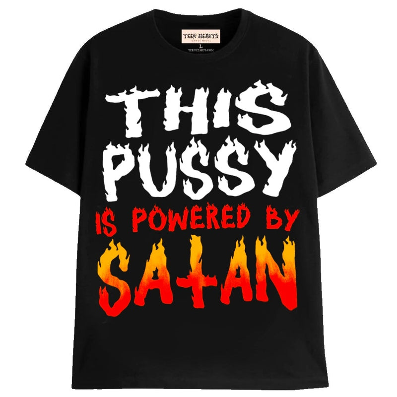 POWERED BY SATAN T-Shirts MONSTERDIGITAL Small BLACK 