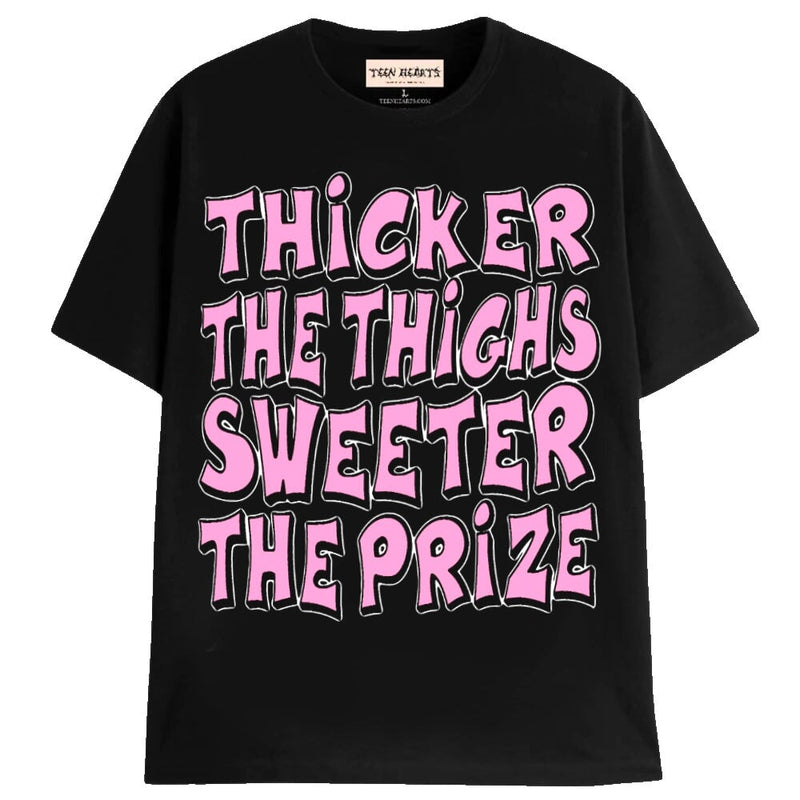 THICK THIGHS T-Shirts MONSTERDIGITAL Small BLACK 