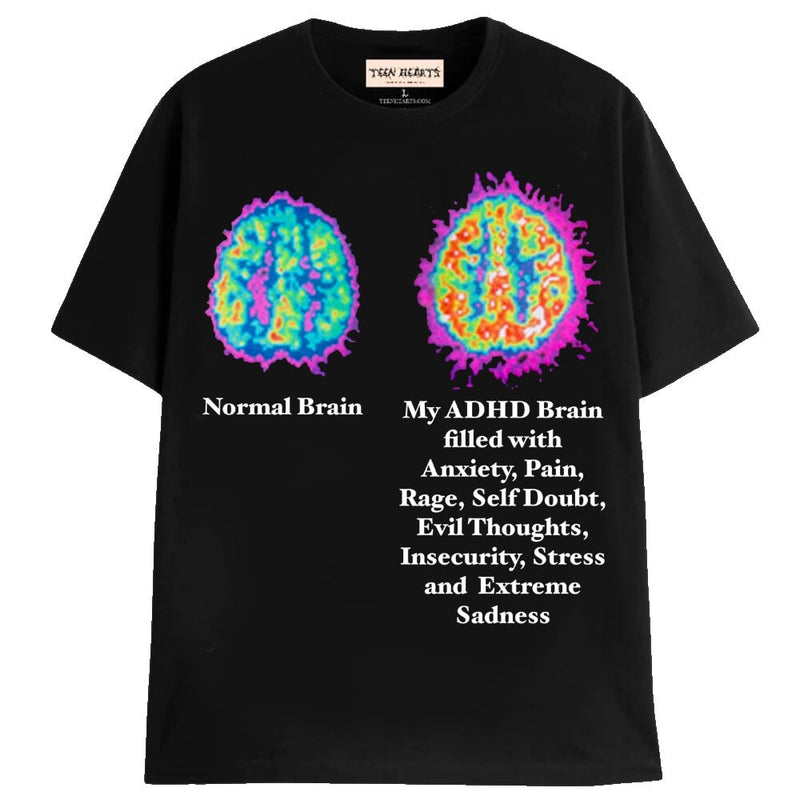 MY ADHD BRAIN T-Shirts MONSTERDIGITAL Small BLACK 