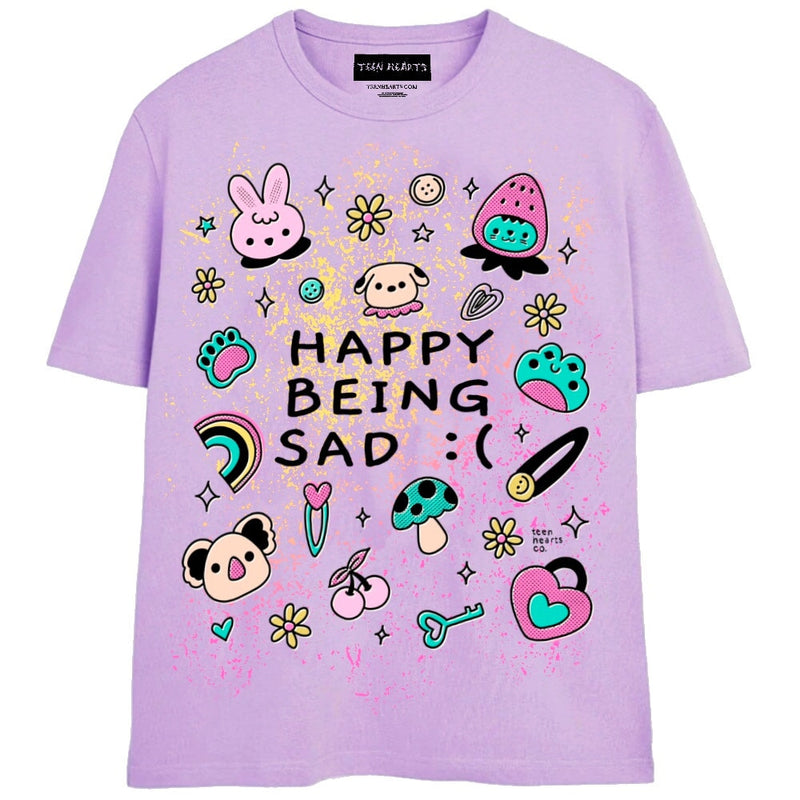 HAPPY UNHAPPY T-Shirts MONSTERDIGITAL Small Purple 