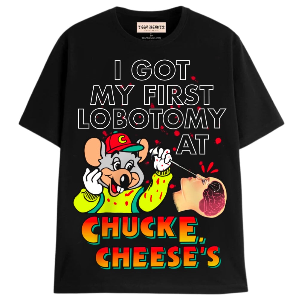 i-got-my-first-lobotomy-at-check-e-cheese-s-meme-unisex-graphic-t