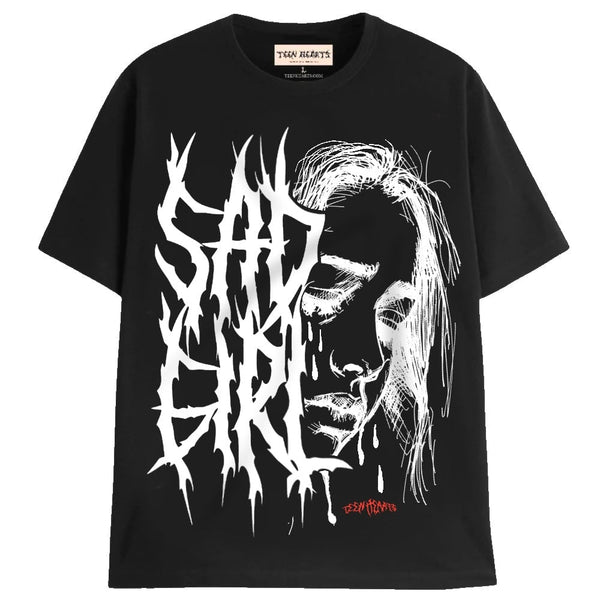 SAD GIRL CRY T-Shirts MONSTERDIGITAL Small BLACK 