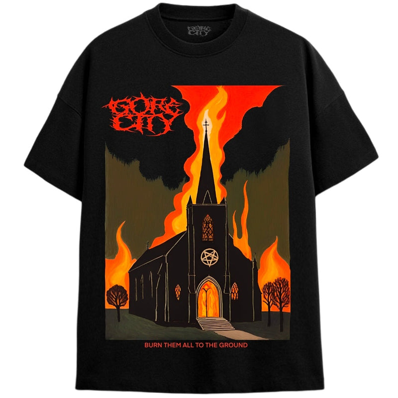 Burning church T-Shirts MONSTERDIGITAL 4XL BLACK