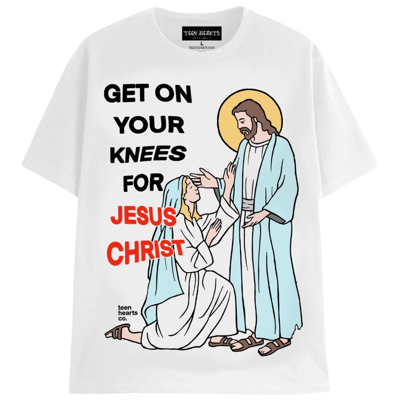 ON YOUR KNEES T-Shirts MONSTERDIGITAL Small WHITE 