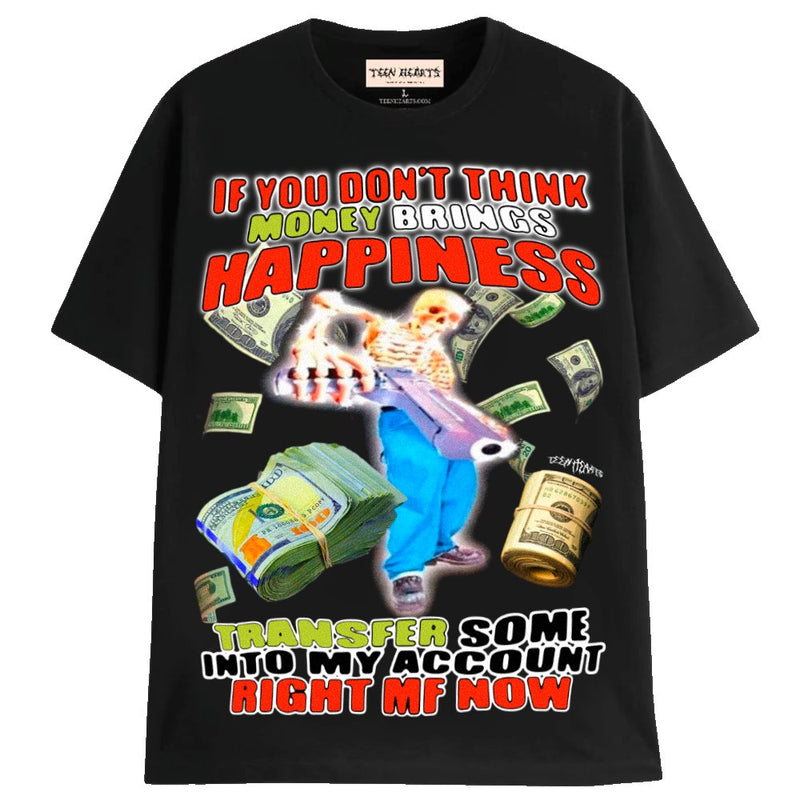 MONEY BRING HAPPINESS T-Shirts MONSTERDIGITAL Small BLACK 