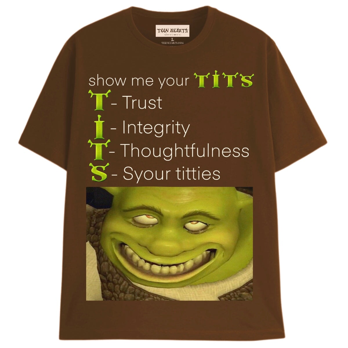 SHREK TITS tee | Teen Hearts | Graphic T-shirts – Teen Hearts Clothing -  STAY WEIRD