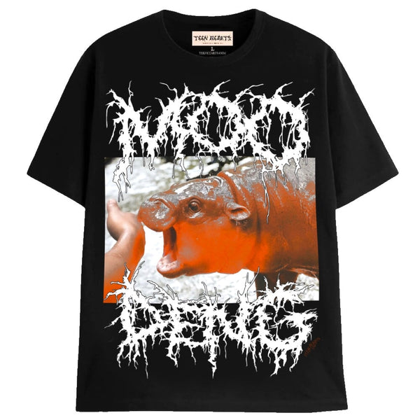 MOO DENG METAL T-Shirts MONSTERDIGITAL Small Black 