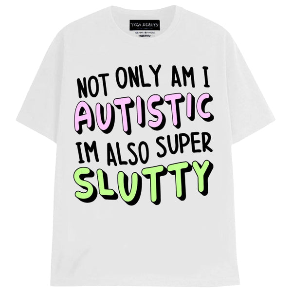 AUTISTIC SLUT T-Shirts MONSTERDIGITAL Small WHITE 