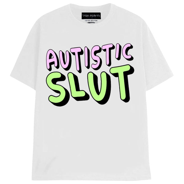 AUTISTIC SLUT T-Shirts MONSTERDIGITAL Small WHITE 