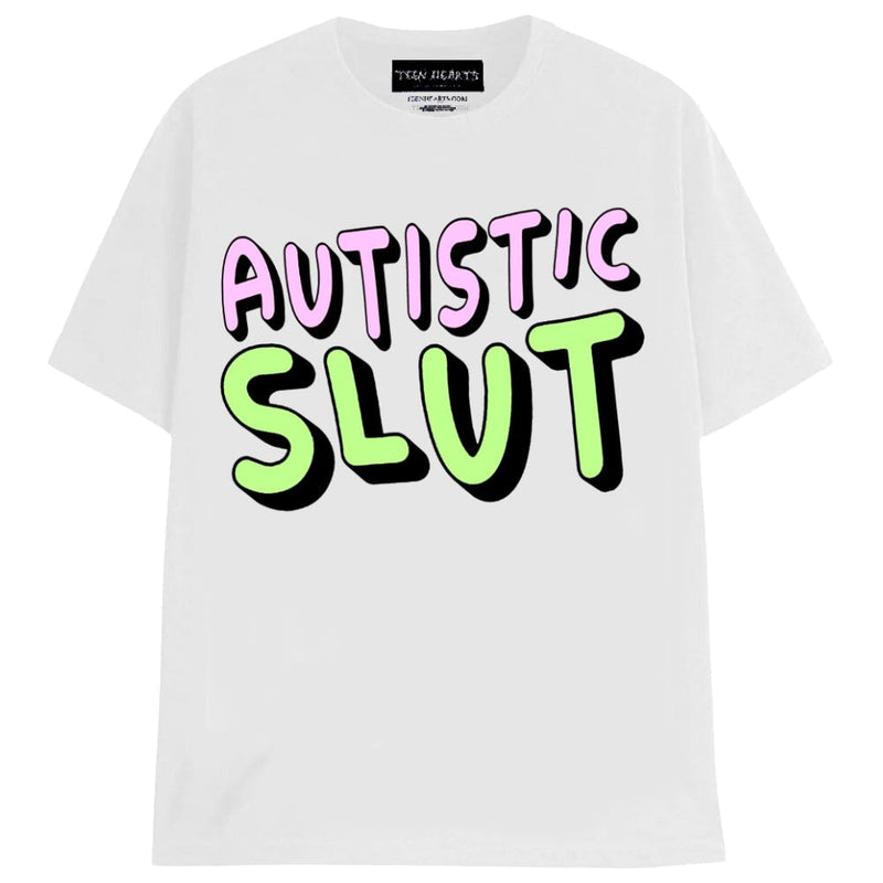 AUTISTIC SLUT T-Shirts MONSTERDIGITAL Small WHITE 