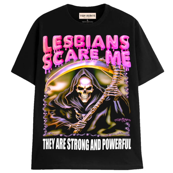 LESBIANS SCARE ME T-Shirts MONSTERDIGITAL Small BLACK 