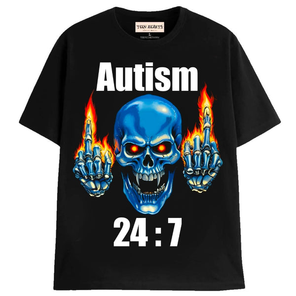 AUTISM 24:7 T-Shirts MONSTERDIGITAL Small BLACK