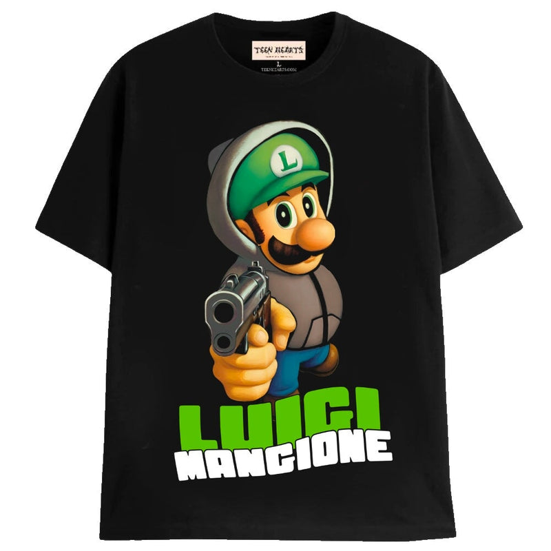 LUIGI MANGIONE TEE T-Shirts MONSTERDIGITAL Small BLACK 