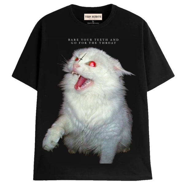 CAT TEETH T-Shirts MONSTERDIGITAL Small BLACK 