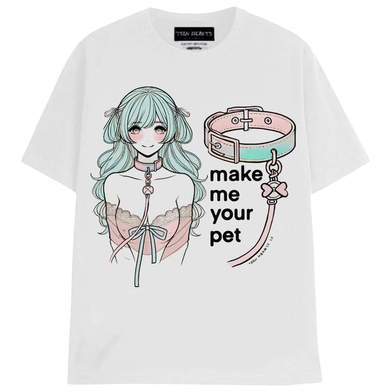 MAKE ME YOUR PET T-Shirts MONSTERDIGITAL Small WHITE 