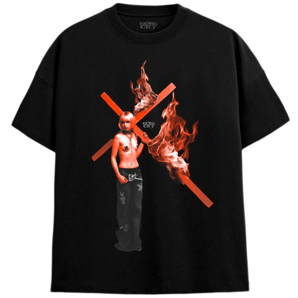 BURNING CROSS T-Shirts MONSTERDIGITAL Small BLACK 